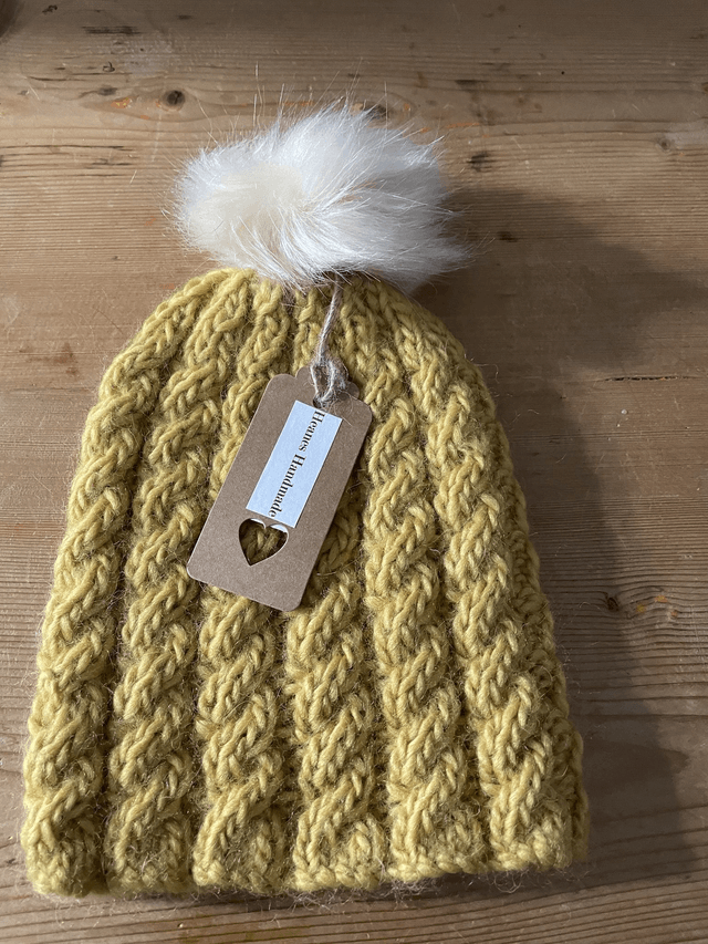 Cabled Beanie Hand knitted Hat