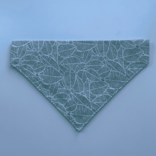 Dog bandanna green leaves medium only 