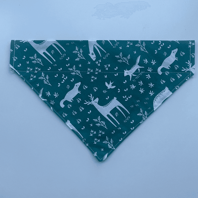 Dog bandanna green forest animals 